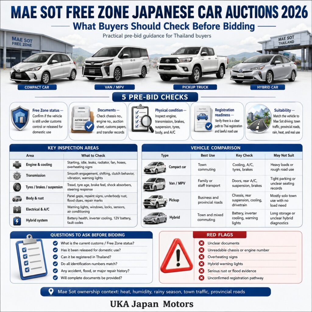 Mae Sot Free Zone Japanese Car Auctions 2026: What Buyers Should Check Before Bidding